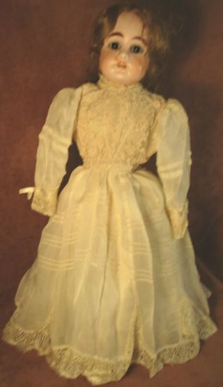 Vintage Doll Dress For 19 " - 21 " Bisque Doll - Sheer Ivory W/silky Laces & Tucks