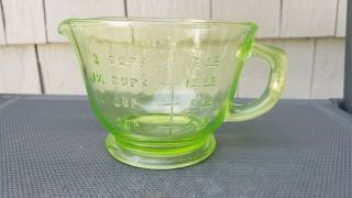 Antique Green Uranium Depression Glass 2 Cup Measuring Cup