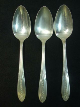 National Double Silver Plate Princess Royal Pattern 3 Tea Spoons 6 " Long