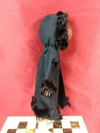 Vintage Ideal Crissy Grow Hair Doll Black Fur Lined Hooded Coat - NEAR 5