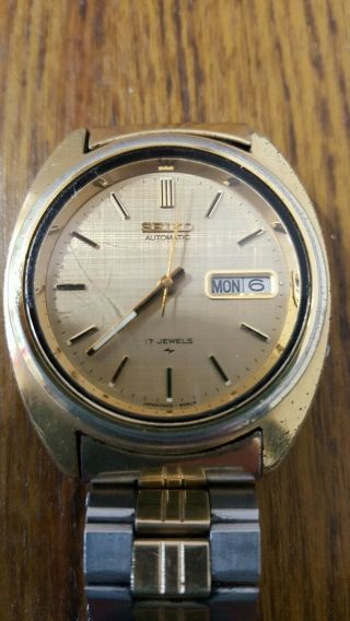 Vintage Seiko Automatic Day Date Mens Wrist Watch Old Antique B247 2
