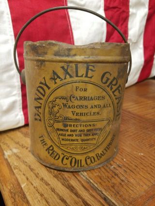 Antique Dandy Axle Grease Can The Red " C " Oil Co.