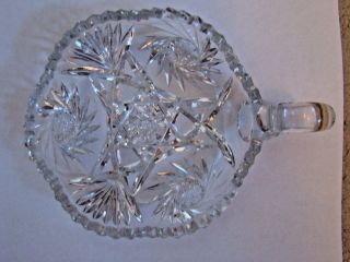Vintage Cut Glass Candle Holder Or Candy Dish Star Of David Handled Scalloped Ex