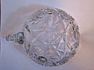 Vintage Cut Glass Candle Holder or Candy Dish Star of David Handled Scalloped Ex 3