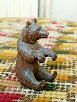 Antique Carved Wooden Miniature Black Forest Bear Wood Dolls House Swiss Toy
