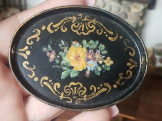 Antique Dollhouse Miniature Hand Painted Tole Metal Tray