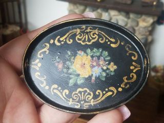 Antique Dollhouse Miniature Hand Painted Tole Metal Tray 2