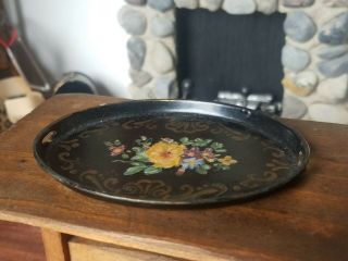 Antique Dollhouse Miniature Hand Painted Tole Metal Tray 4