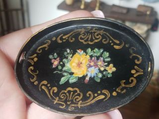 Antique Dollhouse Miniature Hand Painted Tole Metal Tray 5