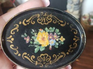 Antique Dollhouse Miniature Hand Painted Tole Metal Tray 6