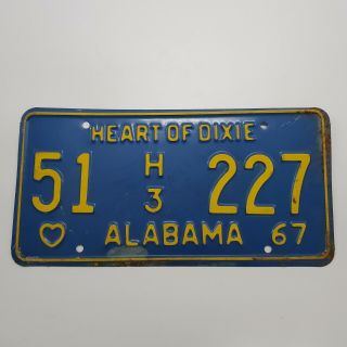Vintage 1967 Alabama License Plate,  Monroe County Antique Truck Car Tag