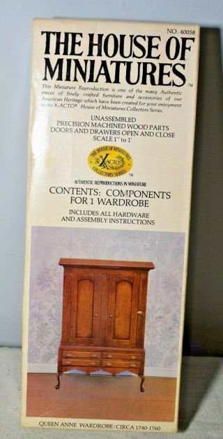 House Of Miniatures Queen Anne Wardrobe Kit 40058 Vintage 1:12 Dollhouse