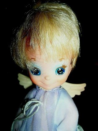 Vintage Kamar 1969 Big Blue Eye Blond Hair Doll Clothes Tag Angel Wings