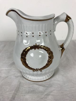 A Antique White Ironstone “victory” Water Pitcher Elsmore & Forster 2