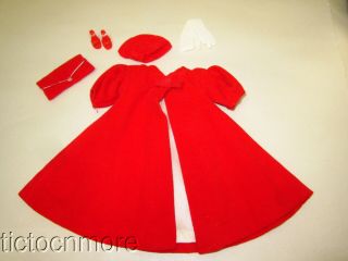 Vintage Barbie Doll Fashion Clothes 939 Red Flare Set Complete Hat Shoes Purse