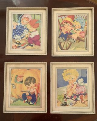 Vintage Ruth E Newton Set Of 4 Prints In Matching Frames