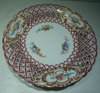 Antique Minton 9 " Reticulated Footed Compote Dish Made For Bailey Banks & Biddle