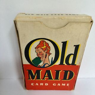 Antique Vintage Complete 1930s Old Maid Card Game Box