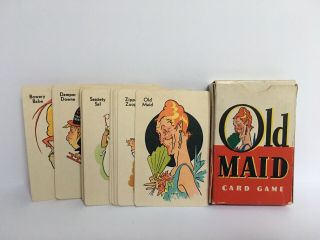 Antique Vintage Complete 1930s Old Maid Card Game Box 4