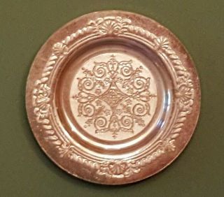 Dollhouse Miniature Vintage Sterling Silver Mid - Georgian Period - Iii Plate,  1:12