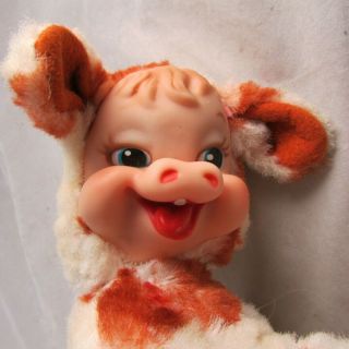 Rushton Star Creation Baby Cow Calf Rubber Face Plush Toy Vintage Tagged