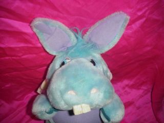 1984 Wuzzles Hoppopotamus Blue Plush Hasbro Softies Hippo Bunny W/ Wings Figure