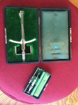 Antique Mclean Tonometer & Cross Corneal Trephine,  Leather Boxes