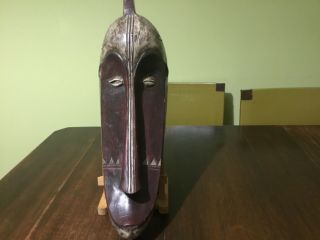 Old Fang Gabon White & Red Mask African Tribal Art Sculpture 20”/51cm Long