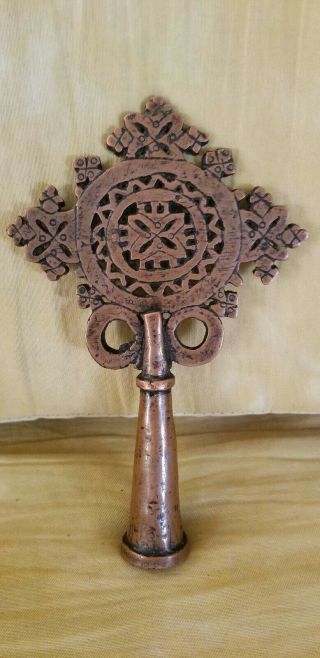 Antique Ethiopian Coptic Processional Brass/copper Cross,  Orthodox Christian Art