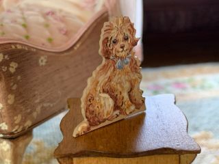 VINTAGE Miniature Dollhouse Karen Markland Fluffy Puppy Floor or Shelf Sitter 3