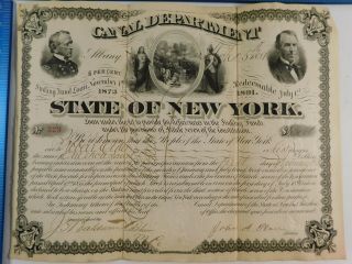 Antique 1873 State Of York 18 Year Canal November Sinking Fund Loan