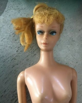 Vintage 1960 Number 3 Barbie Doll; Blonde Ponytail,  Blue Eyeshadow