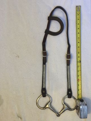Vintage Western Leather And Silver Headstall Single Ear With Stainless Steel Bit