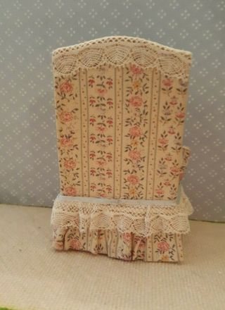 Dollhouse miniature artisan made vintage doll and wing chair,  plus kitty,  1:12 5