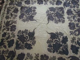 Antique Chinese Floral Embroidered Shawl Textile,  Measures 53x53 Inches