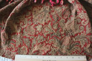 French Antique C1870 Red Jacquard Valance Paisley Ethnic L - 17 " X W - 26 "