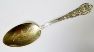 Small Sterling Silver Souvenir Spoon,  Full Length Indian & Prospector,  Denver 2
