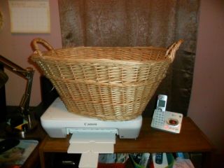 Vintage Wicker Laundry Basket With Handles Large Basket Guc Good To Go