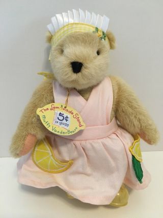 Vintage Muffy Vanderbear Lemonade Stand Plush Bear With Tags Euc Retired 1996