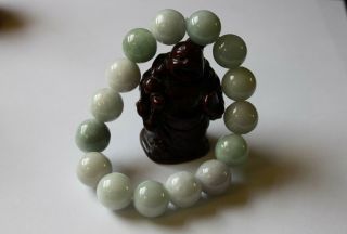 100 Natural Jade Grade A Untreated Light Green Jadeite Beaded Bracelet 2