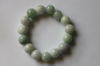 100 Natural Jade Grade A Untreated Light Green Jadeite Beaded Bracelet 3