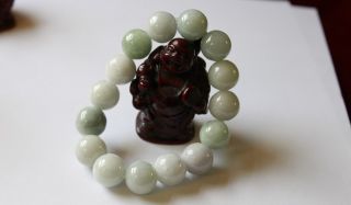 100 Natural Jade Grade A Untreated Light Green Jadeite Beaded Bracelet 4
