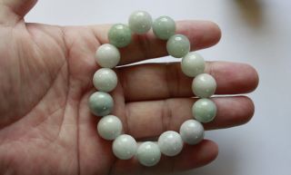 100 Natural Jade Grade A Untreated Light Green Jadeite Beaded Bracelet 5