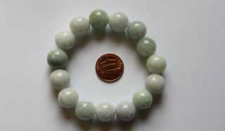 100 Natural Jade Grade A Untreated Light Green Jadeite Beaded Bracelet 6