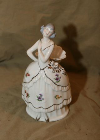 Vintage 8 " Hand Painted Porcelain Figural Vase Signed Germany Art Nouveau Woman
