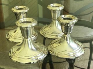 Set Of 4 Vintage Weighted Sterling Silver Gorham 661 Candle Stick Holders