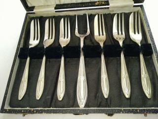 Vintage Art Deco Silver Plated Cake Forks Bun Fork Epns