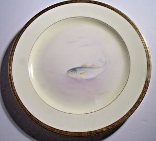 Antique Lenox Fish Plate,  Bluefish,  Signed Morley