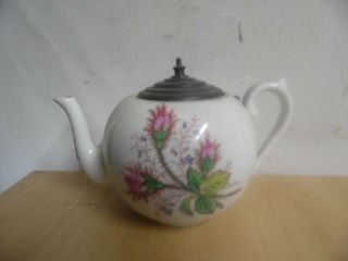 Antique Transfer Ware Moss Rose Ironstone Tea Pot Estate Find