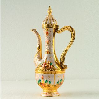 Chinese Exquisite Cloisonne Teapot Carved Castle R0005 3